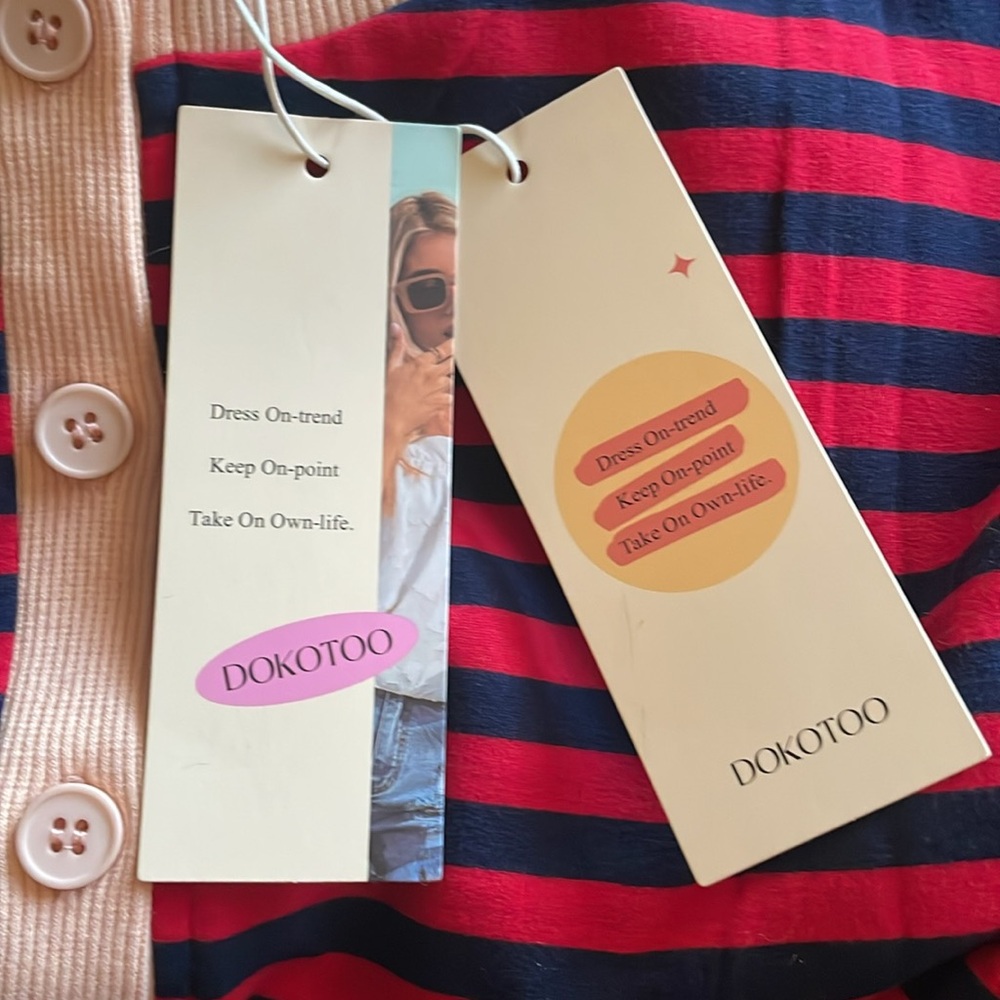 Dokotoo Women’s Long Sleeve Striped Shirt Size M - Picture 4 of 6